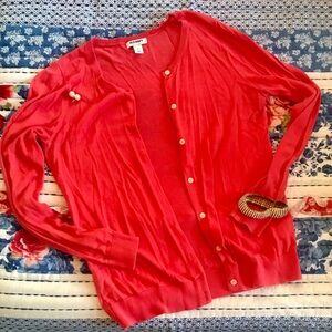 Small Old Navy Womens Coral Cardigan Sweater with Swoop neck and Buttons